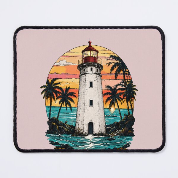 Item preview, Tropical Lighthouse Sunset – Coastal Ocean Vintage Travel Graphic designed and sold by puzzell.