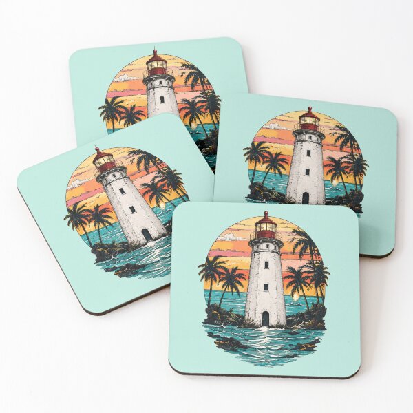 Item preview, Tropical Lighthouse Sunset – Coastal Ocean Vintage Travel Graphic designed and sold by puzzell.