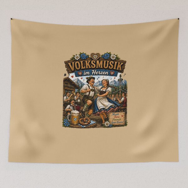 Item preview, Bavarian Folk Music & Beer Design – "Volksmusik im Herzen" designed and sold by Alpine-Ink.
