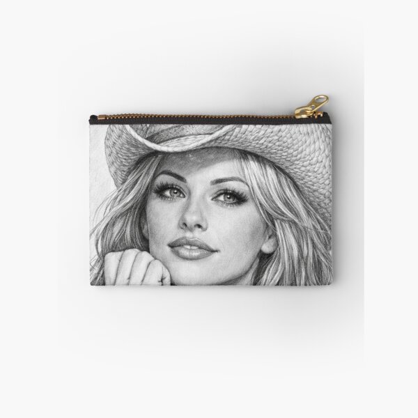 Item preview, Cozy autumn cowgirl pencil sketch - Vintage blonde icon accessory graphic designed and sold by Bela Ambrus.