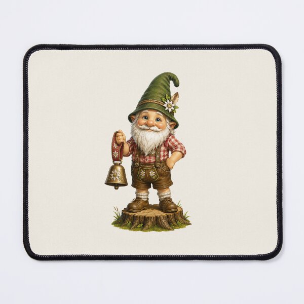 Item preview, Cute Bavarian Gnome with Alpine Bell – Folk Character Illustration designed and sold by Alpine-Ink.