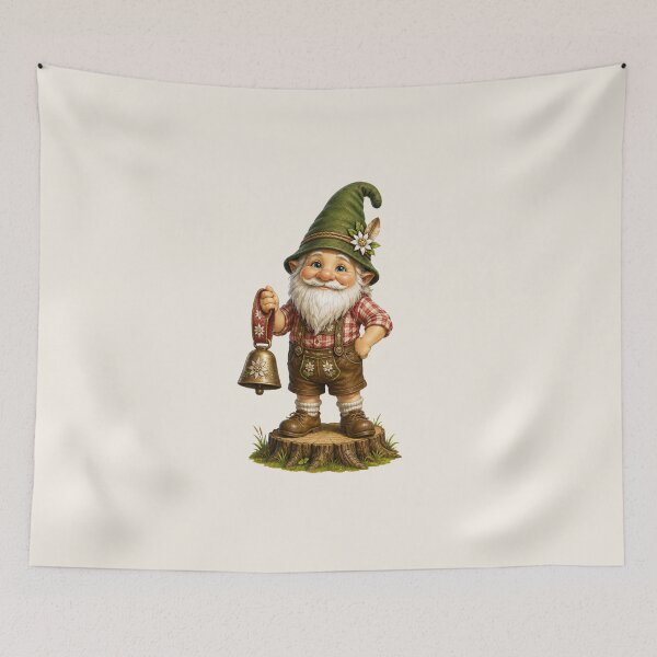 Item preview, Cute Bavarian Gnome with Alpine Bell – Folk Character Illustration designed and sold by Alpine-Ink.