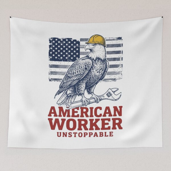 Item preview, American Worker Unstoppable Bald Eagle Hard Flag designed and sold by SiarheiYur.