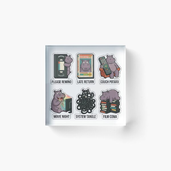 Item preview, Retro Hippo VHS Tape Sticker Pack - Vintage 90s Video Movie Puns designed and sold by SimpleP.