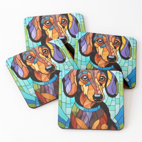 Item preview, Dachshund Stained Glass Style Dog Design designed and sold by pinkal.