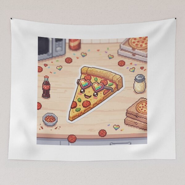 Item preview, Kawaii Pixel Art Rainbow Pizza Slice designed and sold by Purpleclomb.