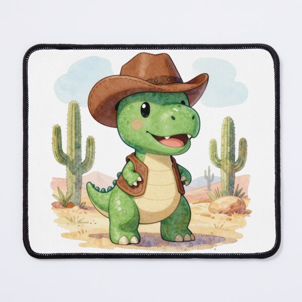 Item preview, Cute Baby T-Rex Cowboy watercolor designed and sold by WildArtIT.