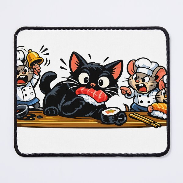 Item preview, Black Cat Sushi Chef Chaos designed and sold by NorthPeak Studio.