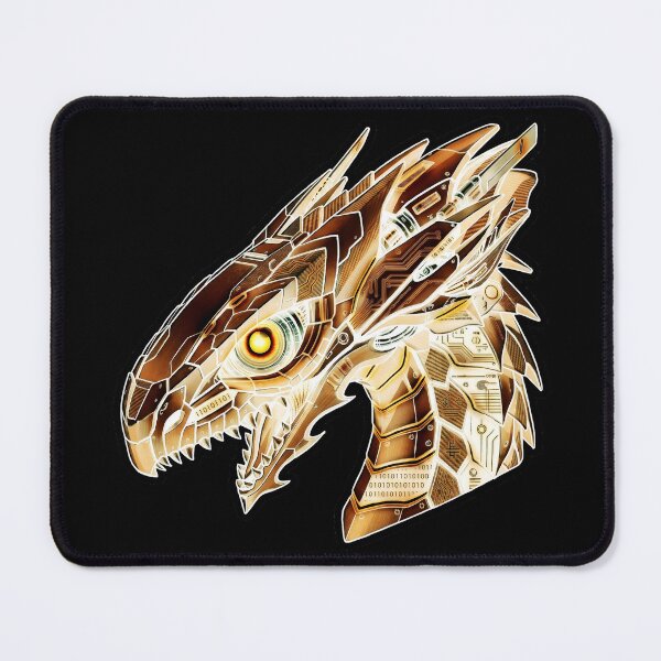 Item preview, Amber Gold Cyber Mecha Dragon Steampunk Code Sticker designed and sold by bug4j_DragonLab.