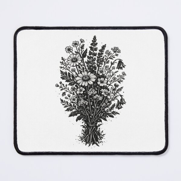 Item preview, Vintage wildflowers linocut botanical floral art designed and sold by HandicraftArt.