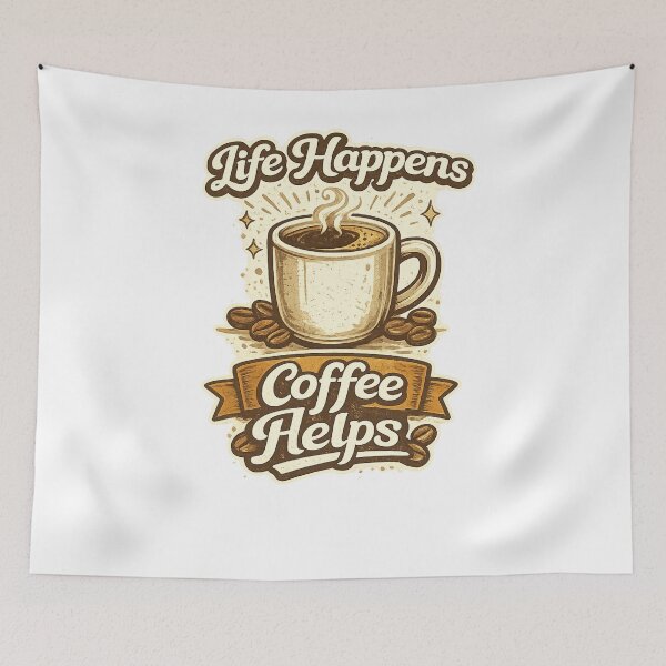 Item preview, Life Happens Coffee Helps | Retro Coffee Lover Design designed and sold by ✨ Daily Vibe Studio ✨.
