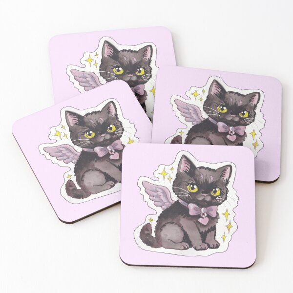 Item preview, Angel Kitty — Cute Hand Drawn Gothic Cat Art designed and sold by Darkfully-Done.