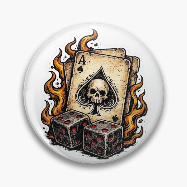 Item preview, Vintage Skull Ace Card with Flaming Dice designed and sold by Munib320.