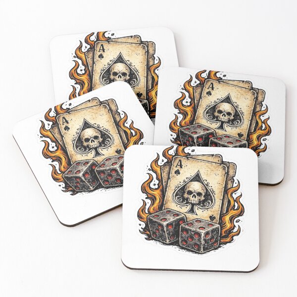 Item preview, Vintage Skull Ace Card with Flaming Dice designed and sold by Munib320.