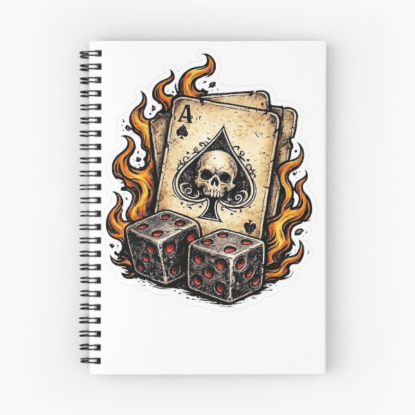 Item preview, Vintage Skull Ace Card with Flaming Dice designed and sold by Munib320.