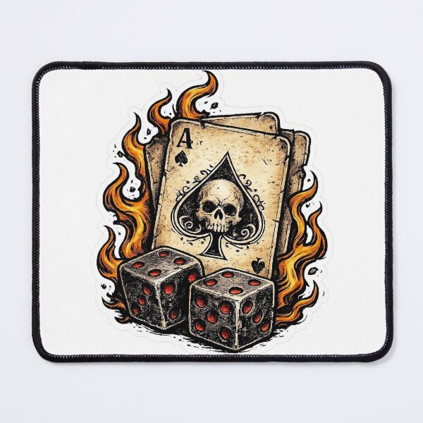 Item preview, Vintage Skull Ace Card with Flaming Dice designed and sold by Munib320.