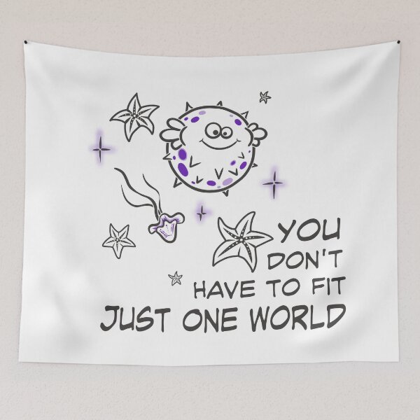 Item preview, You Don't Have to Fit Just One World – Gentle Ocean Line Art designed and sold by Samaya-.