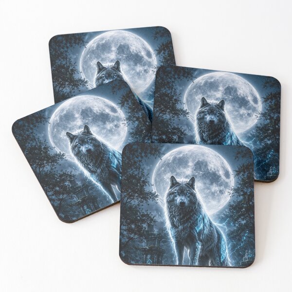 Item preview, Moonlit Alpha Wolf – Fantasy Moon Guardian designed and sold by Gold&pixels.