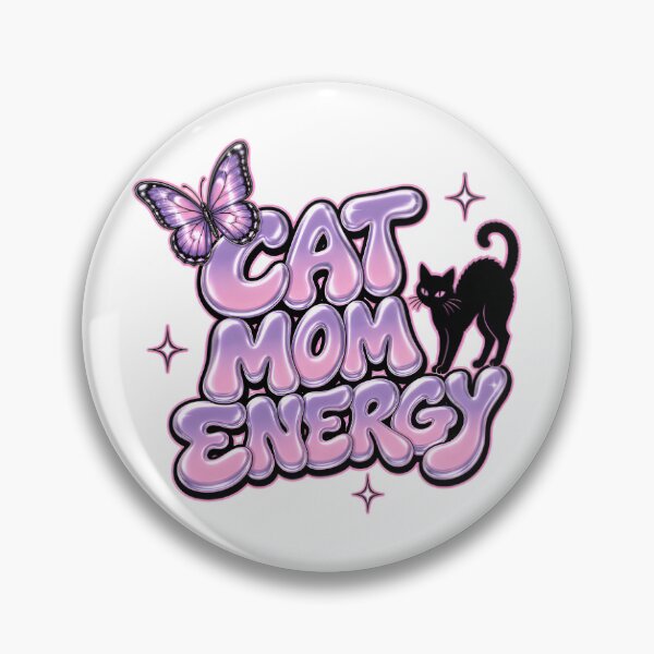 Item preview, Cat Mom Energy Y2K Chrome Bubble Letter Cat Lover Graphic Tee designed and sold by Print Finds.