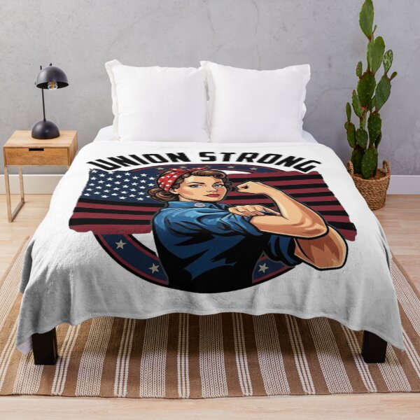 Item preview, Strong Woman Flexing Retro American Flag Art designed and sold by SiarheiYur.