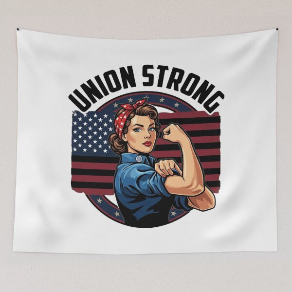 Item preview, Strong Woman Flexing Retro American Flag Art designed and sold by SiarheiYur.