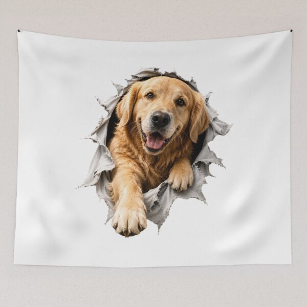 Item preview, Golden Retriever Breaking Through Wall | 3D Dog Illusion | Funny Dog Lover Gift designed and sold by Golden Era Studio.