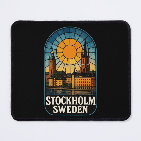Item preview, Stockholm Sweden Cityscape Stained Glass Europe Travel designed and sold by TomFrontierArt.