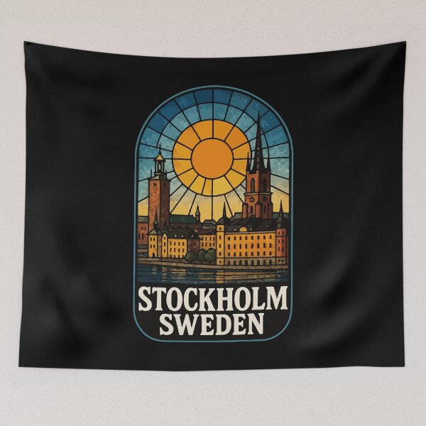 Item preview, Stockholm Sweden Cityscape Stained Glass Europe Travel designed and sold by TomFrontierArt.