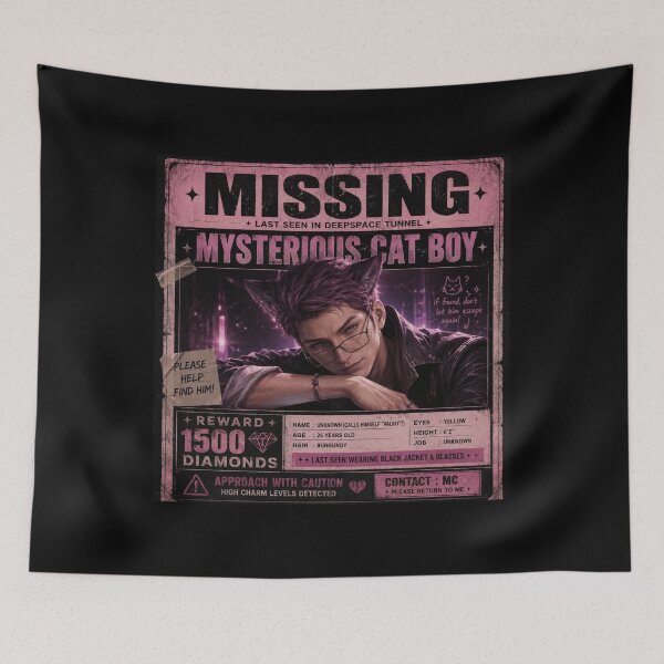 Item preview, Missing Mysterious Cat Boy Poster Inspired by Valko | Fantasy Romance Anime Fan Art Sticker | Purple Aesthetic Gamer Gift designed and sold by Doodle ⭐⭐⭐⭐⭐.