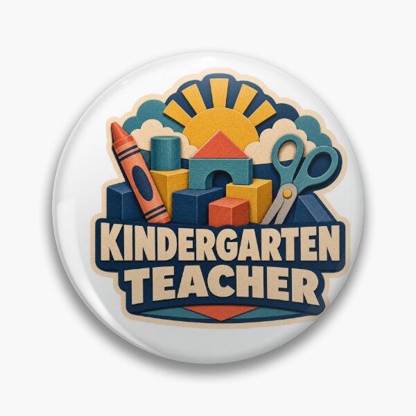Item preview, Retro Kindergarten Teacher School Supplies Badge designed and sold by Freshloop Studio | Whimsical Vintage Art.