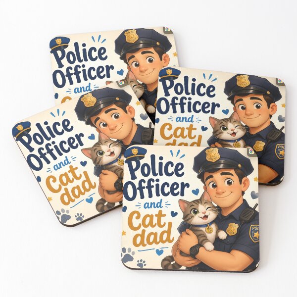 Item preview, Police Officer and Cat Dad — Funny Male Police Officer Cat Dad Gift Shirt designed and sold by DoggyDayLove.