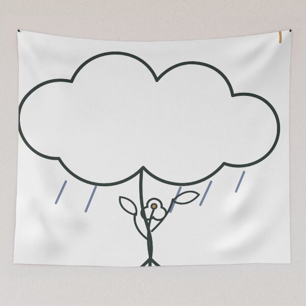 Item preview, Grow Through the Rain – Minimalist Wildflower and Cloud Line Art designed and sold by WORN.THOUGHTS.