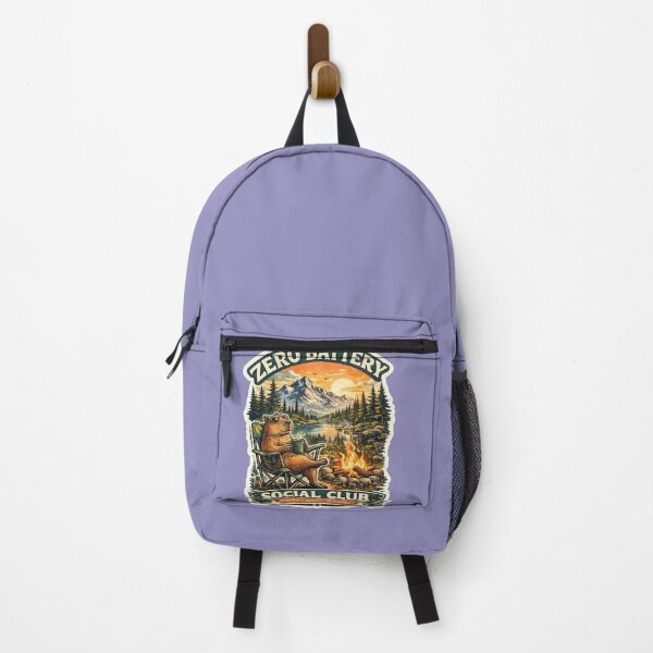 Item preview, Zero Battery Social Club – Retro Camping Capybara designed and sold by Dream Design Store.