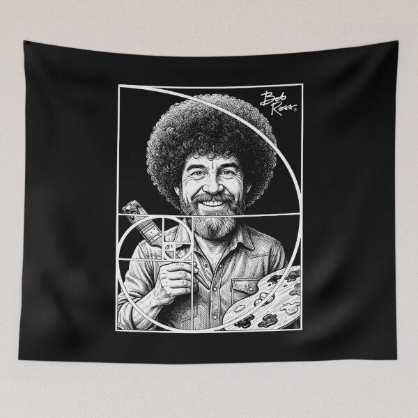 Item preview, Bob Ross Golden Ratio Fibonacci Spiral Happy Painter designed and sold by GrandeDuc.