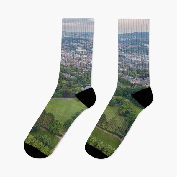 Item preview, Corporation Park at Dusk - Aerial Drone View Towards Blackburn Town, Lancashire designed and sold by Shafiq Khan.