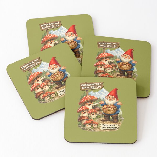 Item preview, Funny Mushroom Gnome – "Mushrooms? Me? Never Seen 'Em!" | Woodland Fantasy Humor designed and sold by Alpine-Ink.