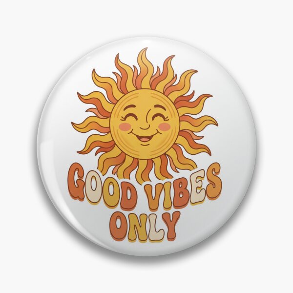 Item preview, A cheerful cartoon sun with a smiling face and the phrase Good Vibes Only in a playful font designed and sold by QalandarArts.