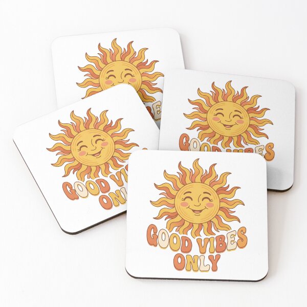 Item preview, A cheerful cartoon sun with a smiling face and the phrase Good Vibes Only in a playful font designed and sold by QalandarArts.
