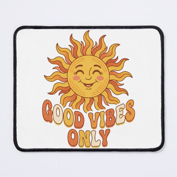 Item preview, A cheerful cartoon sun with a smiling face and the phrase Good Vibes Only in a playful font designed and sold by QalandarArts.