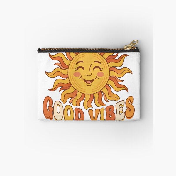Item preview, A cheerful cartoon sun with a smiling face and the phrase Good Vibes Only in a playful font designed and sold by QalandarArts.