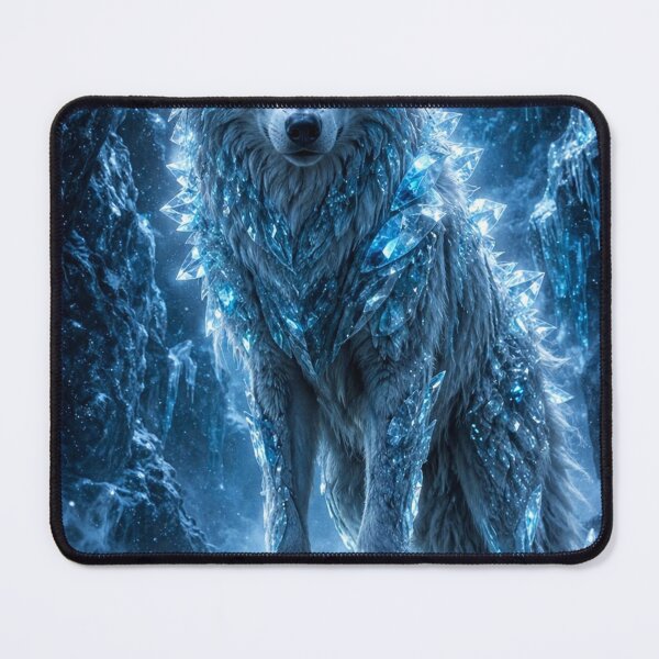 Item preview, Frozen Crystal Wolf – Ice Fantasy Art designed and sold by Gold&pixels.