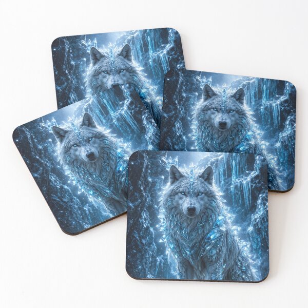 Item preview, Frozen Crystal Wolf – Ice Fantasy Art designed and sold by Gold&pixels.
