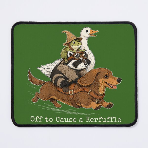 Item preview, Funny Off to Cause A Kerfuffle Dachshund Frog Goose Raccoon designed and sold by KristineLi.
