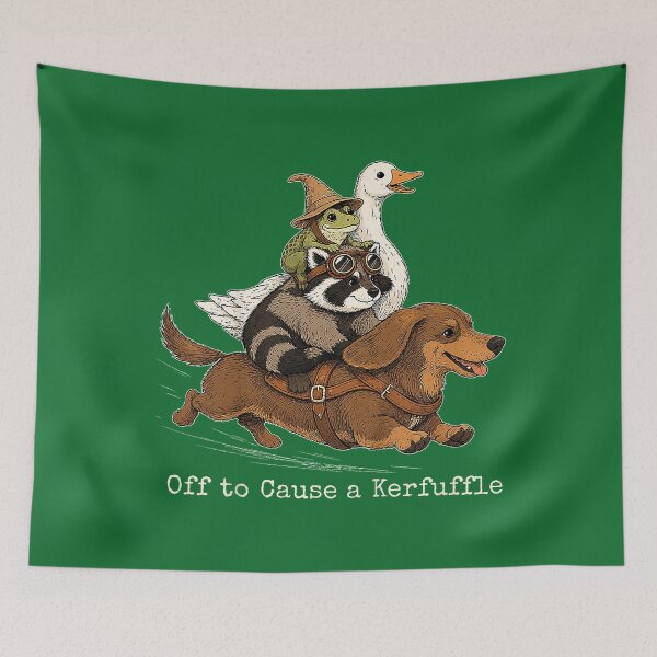 Item preview, Funny Off to Cause A Kerfuffle Dachshund Frog Goose Raccoon designed and sold by KristineLi.