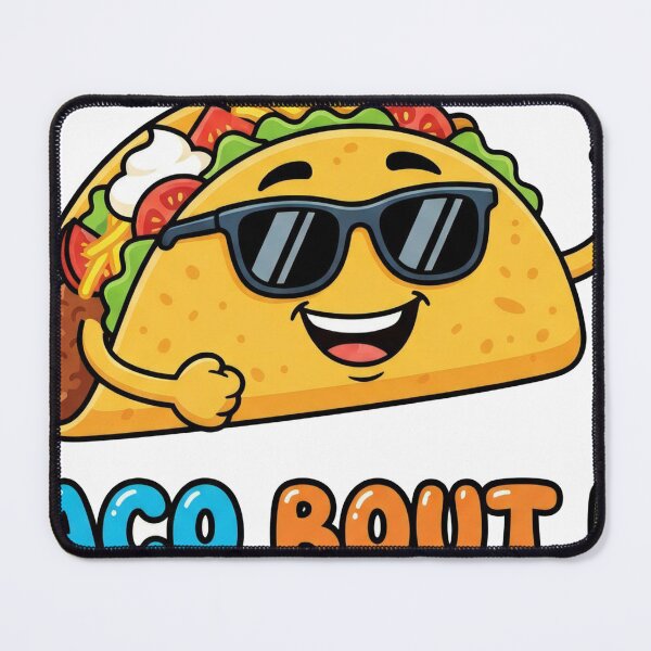 Item preview, A colorful cartoon taco character wearing sunglasses and waving in a fun illustration designed and sold by QalandarArts.