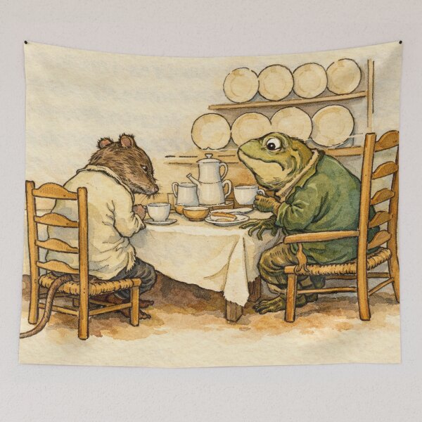 Item preview, Wind in the Willows Watercolor Rat and Toad Tea Party Illustration for Classic Literature Lovers designed and sold by RickE.