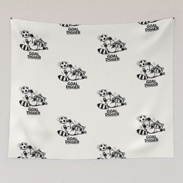 Item preview, GOAL DIGGER • Cute Funny Raccoon Playing Soccer Meme designed and sold by CreativeArtistL.