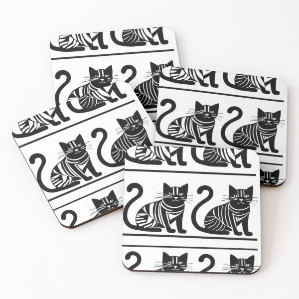 Aperçu de l'œuvre Art - Stylized Cats in Black and White, Hypnotic Spot the Difference créée et vendue par World-Pets.