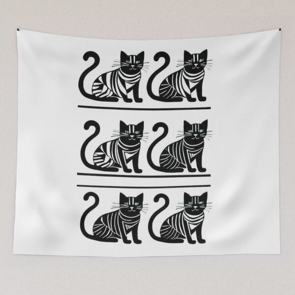 Item preview, Art - Stylized Cats in Black and White, Hypnotic Spot the Difference designed and sold by World-Pets.