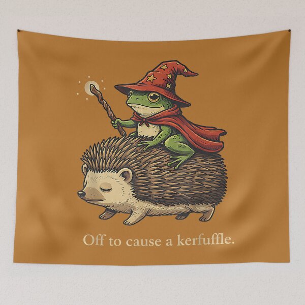 Item preview, Off to Cause A Kerfuffle - Funny Meme Whimsical Frog Wizard designed and sold by mjohnson9.